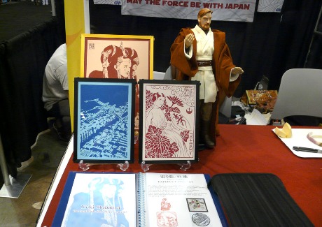 STARWARS CELEBRATION VI (6) papercutting art princess reia x-wing amidala and obi-wan kenobi 16inch figure