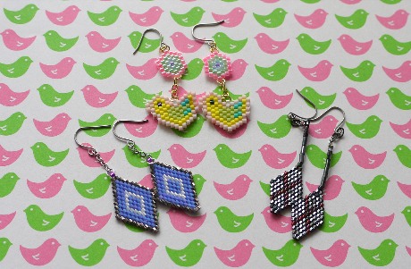 デリカビーズ・シェイプドステッチのピアス