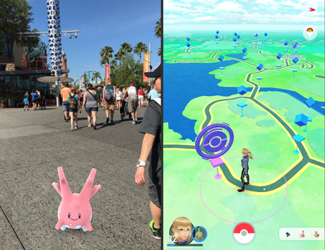 ポケモンGO画面のサニーゴ、オーランドにて